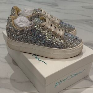 Betsey Johnson Silver Glitter Sneakers